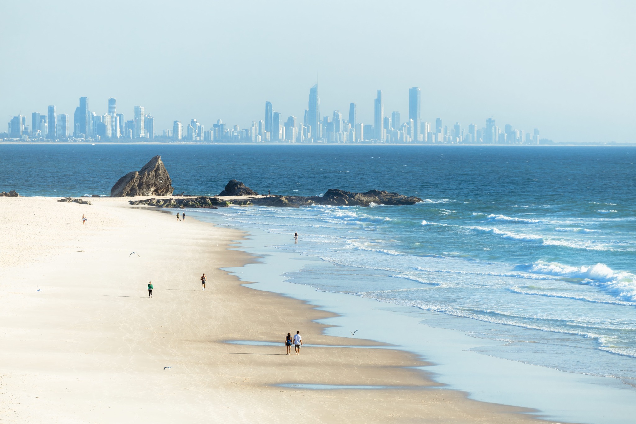 Currumbin Rock with Gold Coast skyline